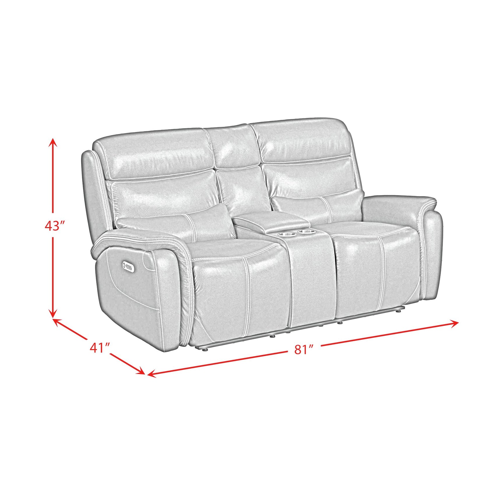 Aruba Power Motion Loveseat with Power Headrest and Console in Pebble Navy - Tampa Furniture Outlet