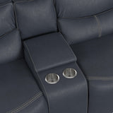 Aruba Power Motion Loveseat with Power Headrest and Console in Pebble Navy - Tampa Furniture Outlet