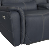 Aruba Power Motion Loveseat with Power Headrest and Console in Pebble Navy - Tampa Furniture Outlet