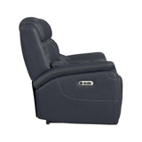 Aruba Power Motion Loveseat with Power Headrest and Console in Pebble Navy - Tampa Furniture Outlet