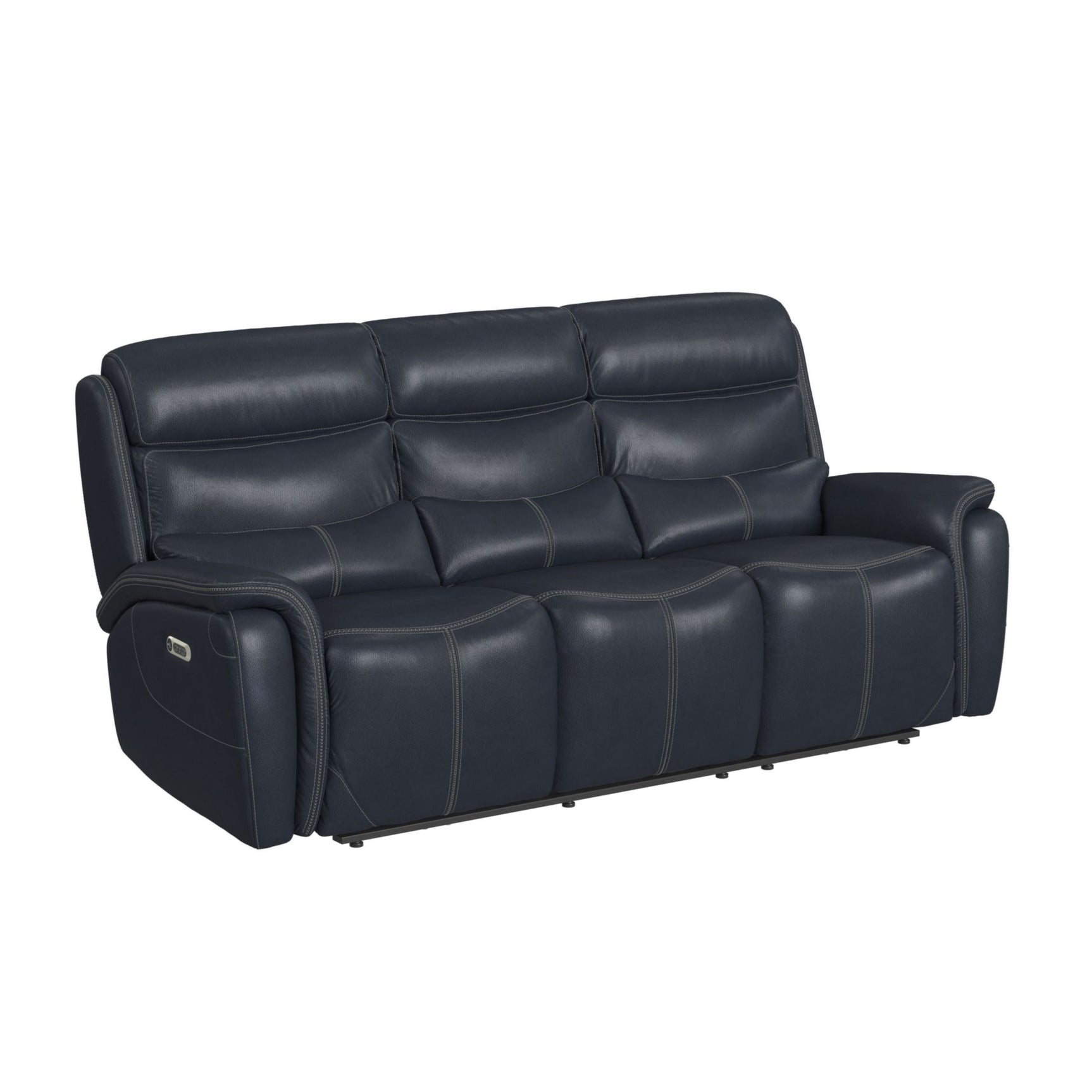 Aruba Power Motion Sofa with Power Headrest in Pebble Navy - Tampa Furniture Outlet