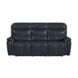 Aruba Power Motion Sofa with Power Headrest in Pebble Navy - Tampa Furniture Outlet