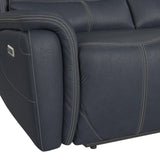 Aruba Power Motion Sofa with Power Headrest in Pebble Navy - Tampa Furniture Outlet