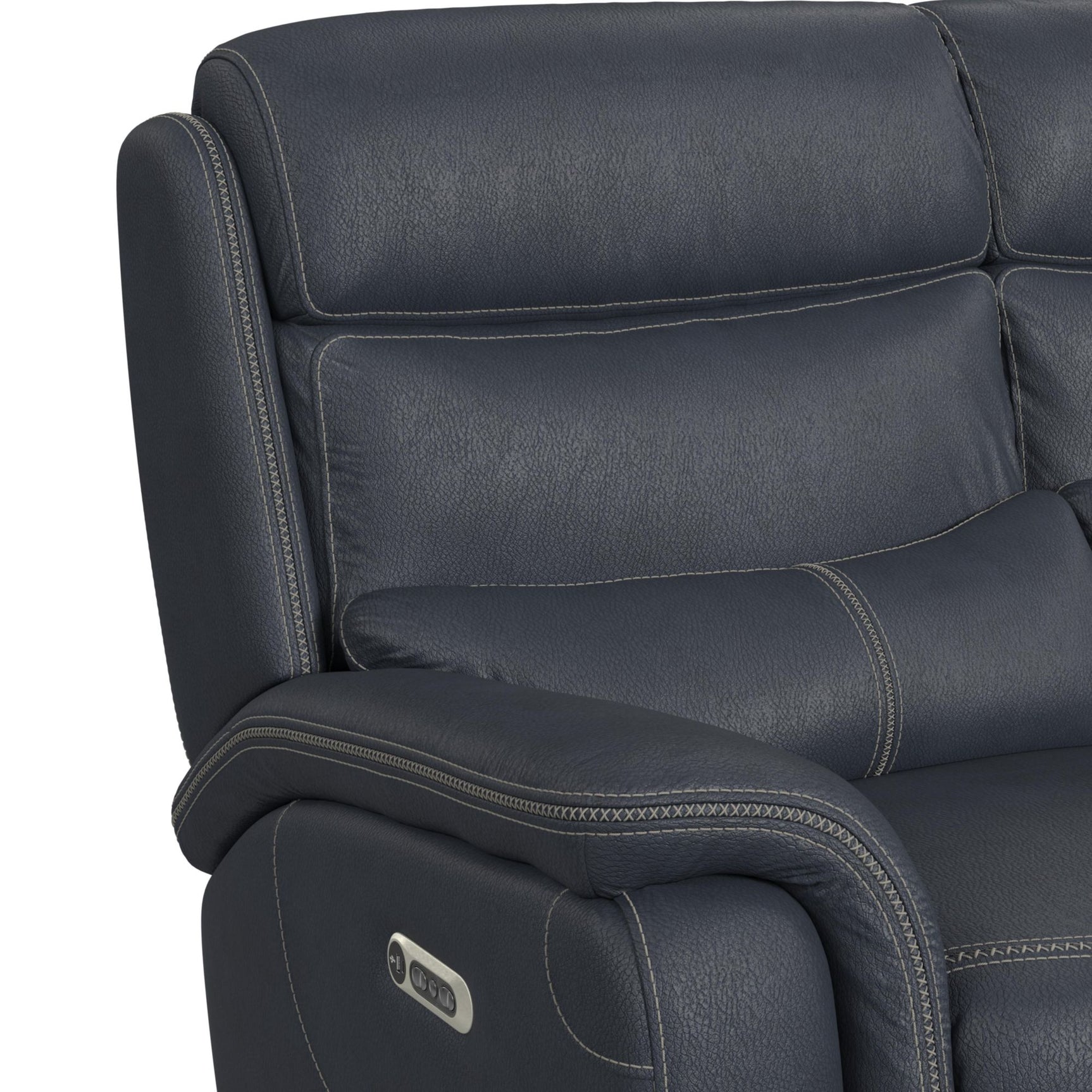 Aruba Power Motion Sofa with Power Headrest in Pebble Navy - Tampa Furniture Outlet