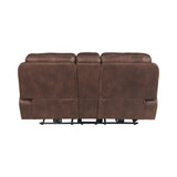 Atlantis Power Motion Loveseat with Power Motion Head Recliner & Console in Heritage Brown