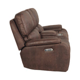 Atlantis Power Motion Loveseat with Power Motion Head Recliner & Console in Heritage Brown