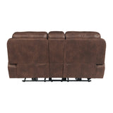 Atlantis Power Motion Loveseat with Power Motion Head Recliner & Console in Heritage Brown - Tampa Furniture Outlet