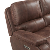 Atlantis Power Motion Loveseat with Power Motion Head Recliner & Console in Heritage Brown - Tampa Furniture Outlet