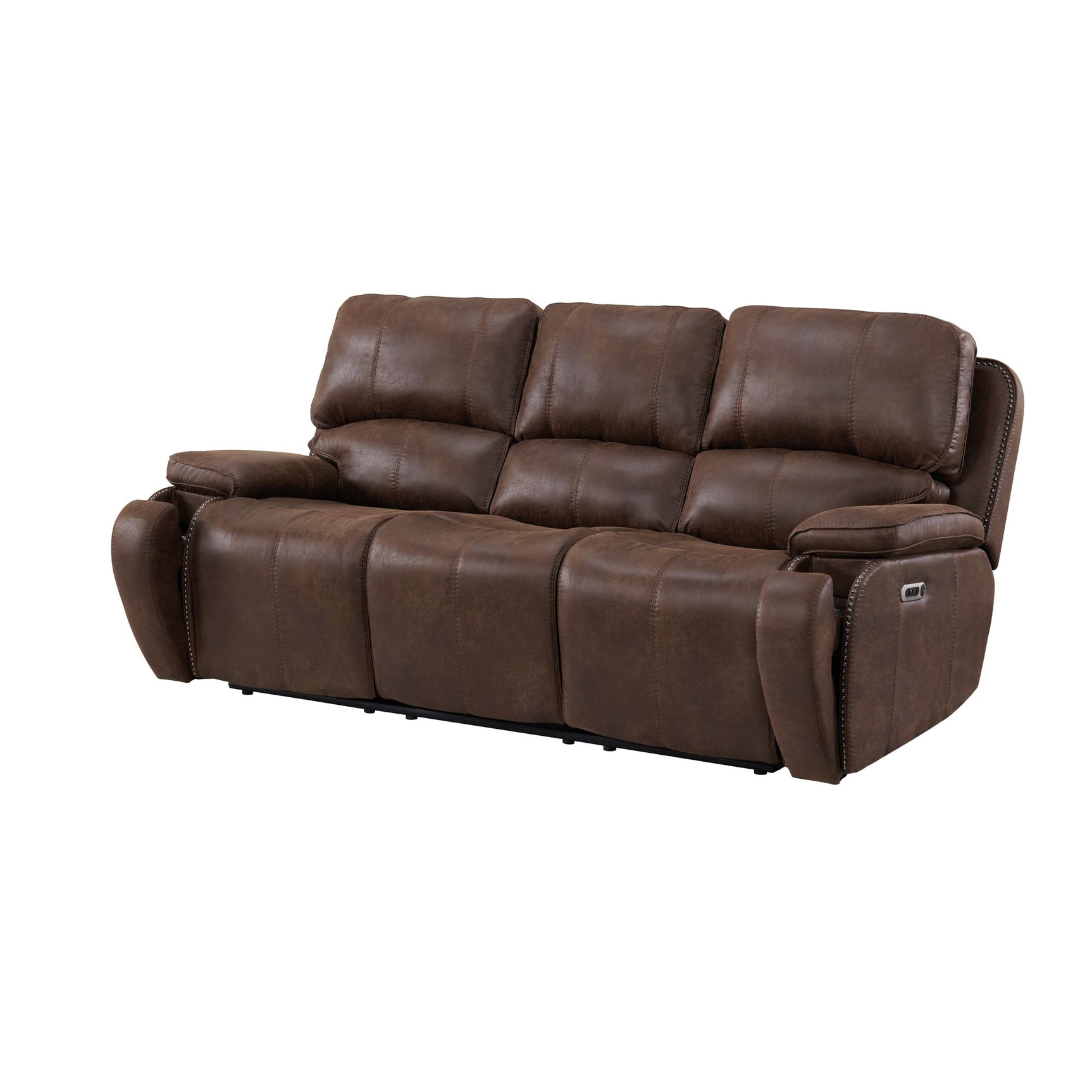 Atlantis Power Motion Sofa with Power Motion Head Recliner in Heritage Brown - Tampa Furniture Outlet
