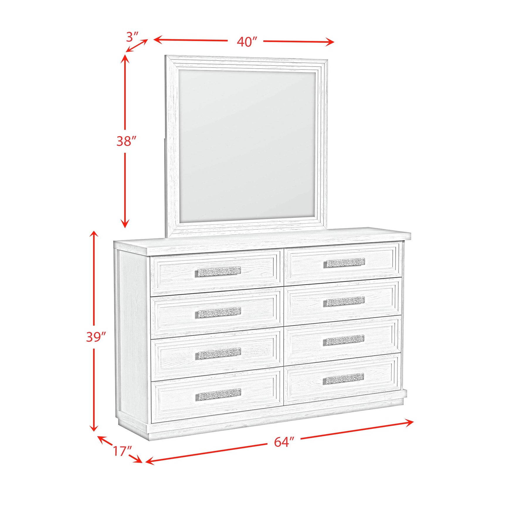 Avalanche Dresser and Mirror Set in Antique White - Tampa Furniture Outlet