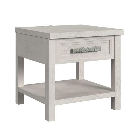 Avalanche End Table with USB in Antique White