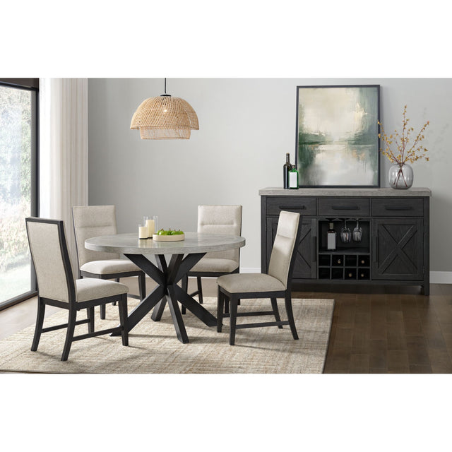 Axel Round Dining Table with Light Grey Top in Espresso – SKU D-16680-5-RDT | Elements