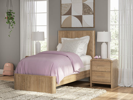 Tampa Furniture Outlet - Ashley Furniture - Gramburg Bedroom - Twin Panel Bed / Warm Natural Brown - PCB1121B2