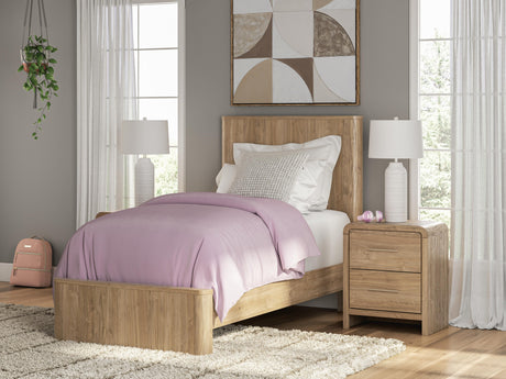 Tampa Furniture Outlet - Ashley Furniture - Gramburg Bedroom - Twin Panel Platform Bed / Warm Natural Brown - PCB1121B8