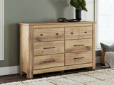 Tampa Furniture Outlet - Ashley Furniture - Makidern Bedroom - Six Drawer Dresser / Tan - PCB1170-31