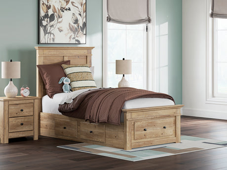 Tampa Furniture Outlet - Ashley Furniture - Makidern Bedroom - Twin Panel Storage Bed / Tan - PCB1170B38