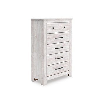 Tampa Furniture Outlet - Ashley Furniture - Makidern Bedroom - Five Drawer Chest / Whitewash - PCB1171-46