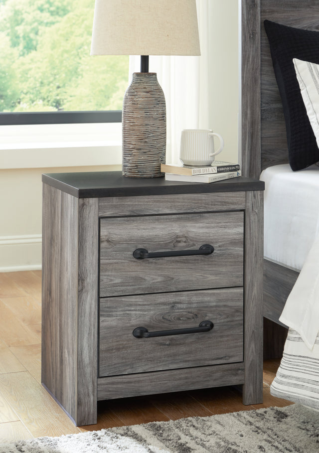 Tampa Furniture Outlet - Ashley Furniture - Bronyan Bedroom - Two Drawer Night Stand / Dark Gray - B1290-92