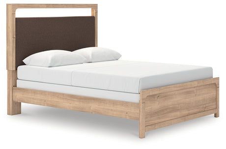 Tampa Furniture Outlet - Ashley Furniture - Kinlanni Bedroom - Queen Upholstered Panel Bed / Tan - PCB1360B4