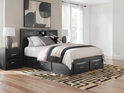Tampa Furniture Outlet - Ashley Furniture - Stabotta Bedroom - Queen Bookcase Bed with Storage / Black - PCB1755B7