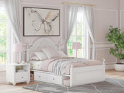 Tampa Furniture Outlet - Ashley Furniture - Kozlani Bedroom - Full Upholstered Panel Bed with Storage / White - PCB1819B18