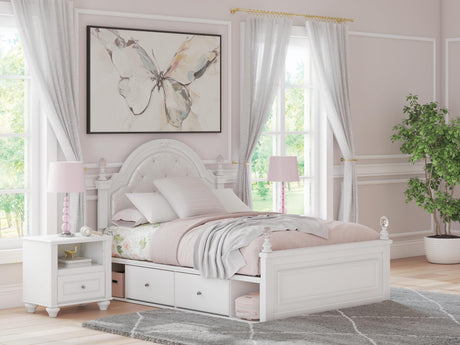 Tampa Furniture Outlet - Ashley Furniture - Kozlani Bedroom - Full Upholstered Panel Bed with Storage / White - PCB1819B18