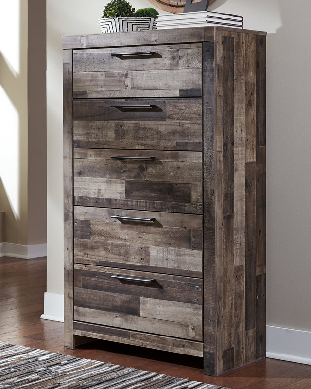 Tampa Furniture Outlet - Ashley Furniture - Derekson Bedroom - King Panel Bed with 2 Side Storage / Multi Gray - B200B44