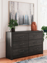 Tampa Furniture Outlet - Ashley Furniture - Hollivern Bedroom - Six Drawer Dresser / Dark Gray - PCB2108-31