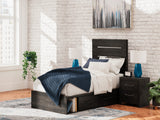 Tampa Furniture Outlet - Ashley Furniture - Hollivern Bedroom - Twin Panel Bed with Storage / Dark Gray - PCB2108B18