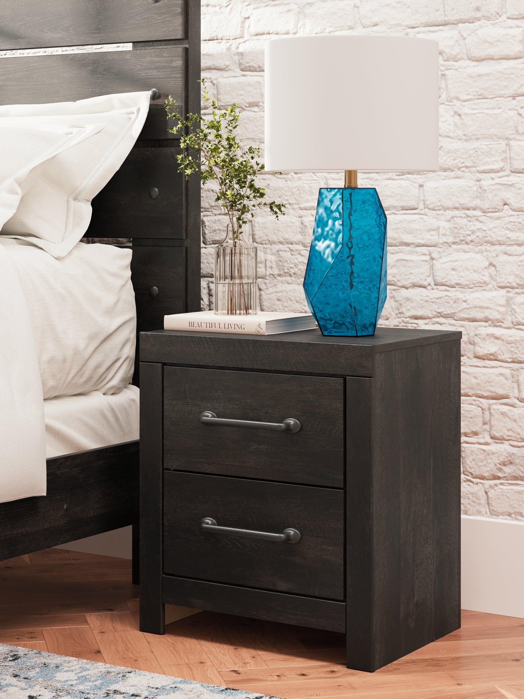 Tampa Furniture Outlet - Ashley Furniture - Hollivern Bedroom - Two Drawer Night Stand / Dark Gray - PCB2108-92