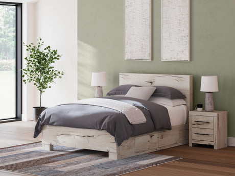 Tampa Furniture Outlet - Ashley Furniture - Lawroy Bedroom - Queen Panel Bed with Storage / Light Natural - B2310B6