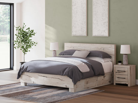 Tampa Furniture Outlet - Ashley Furniture - Lawroy Bedroom - King Panel Bed with Storage / Light Natural - B2310B12