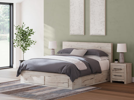 Tampa Furniture Outlet - Ashley Furniture - Lawroy Bedroom - King Panel Storage Bed / Light Natural - B2310B14