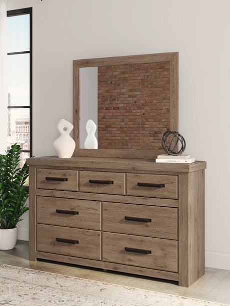 Tampa Furniture Outlet - Ashley Furniture - Oliandon Bedroom - Dresser and Mirror / Light Brown - PCB2844B1