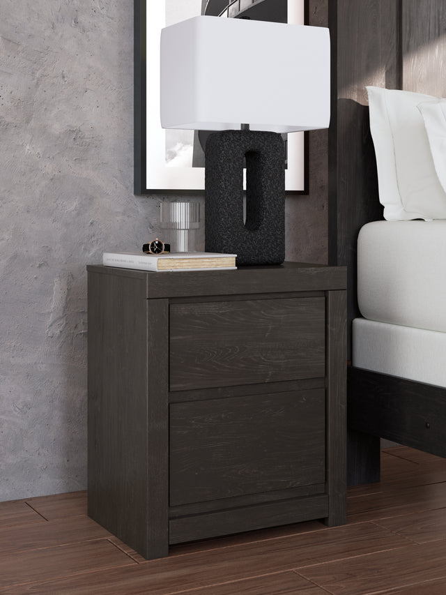 Tampa Furniture Outlet - Ashley Furniture - Fraluna Bedroom - Two Drawer Night Stand / Charcoal - PCB3370-92