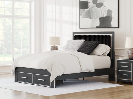 Tampa Furniture Outlet - Ashley Furniture - Zuraleus Bedroom - Queen Upholstered Panel Storage Bed / Black - PCB3380B4