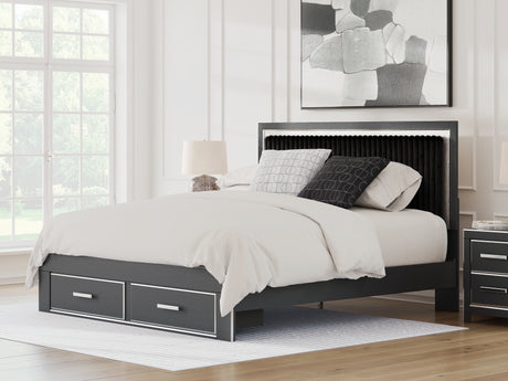 Tampa Furniture Outlet - Ashley Furniture - Zuraleus Bedroom - King Upholstered Panel Storage Bed / Black - PCB3380B11