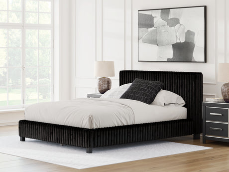Tampa Furniture Outlet - Ashley Furniture - Zuraleus Bedroom - Queen Upholstered Bed / Black - PCB3380B8