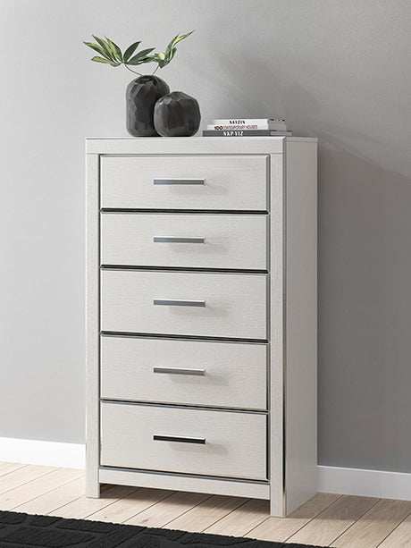 Tampa Furniture Outlet - Ashley Furniture - Zuraleus Bedroom - Five Drawer Chest / White - PCB3381-46