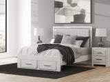 Tampa Furniture Outlet - Ashley Furniture - Zuraleus Bedroom - Queen Upholstered Panel Storage Bed / White - PCB3381B4