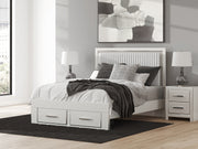 Tampa Furniture Outlet - Ashley Furniture - Zuraleus Bedroom - Queen Upholstered Panel Storage Bed / White - PCB3381B4