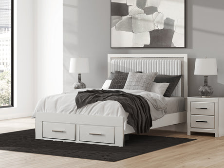 Tampa Furniture Outlet - Ashley Furniture - Zuraleus Bedroom - Queen Upholstered Panel Storage Bed / White - PCB3381B4
