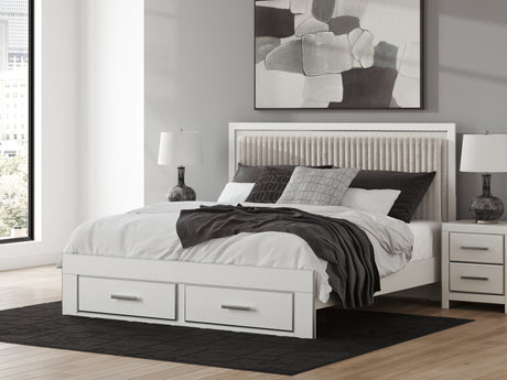 Tampa Furniture Outlet - Ashley Furniture - Zuraleus Bedroom - King Upholstered Panel Storage Bed / White - PCB3381B9