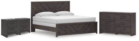 Tampa Furniture Outlet - Ashley Furniture - Prendonea King Panel Bed, Dresser and 2 Nightstands - King Panel Bed, Dresser and 2 Nightstands - B3789B13