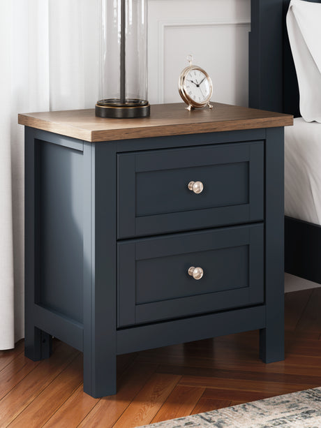 Tampa Furniture Outlet - Ashley Furniture - Landocken Bedroom - Two Drawer Night Stand / Brown/Blue - B414-92