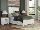 Tampa Furniture Outlet - Ashley Furniture - Savonport Bedroom - Full Panel Bed with Storage / White/Brown - B4615B19