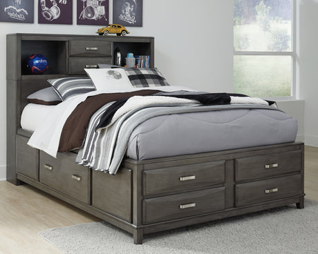 Tampa Furniture Outlet - Ashley Furniture - Caitbrook Bedroom - Full Storage Bed with 7 Drawers / Gray - B476B4