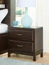 Tampa Furniture Outlet - Ashley Furniture - Vanmore Bedroom - Two Drawer Night Stand / Dark Brown - B479-92