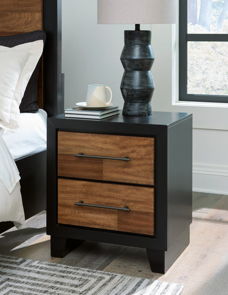 Tampa Furniture Outlet - Ashley Furniture - Kraeburn Bedroom - Two Drawer Night Stand / Brown/Black - B496-92