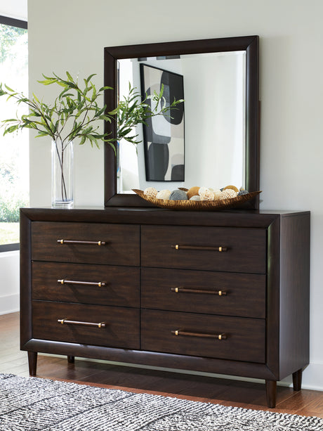 Tampa Furniture Outlet - Ashley Furniture - Dantenton Bedroom - Dresser and Mirror / Merlot - B611B1